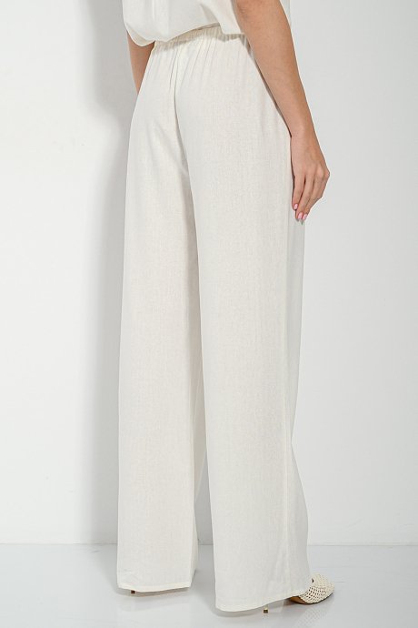 Λινή wide leg παντελόνα