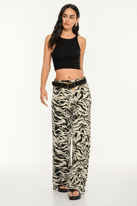 Wide leg trousers with zebra print