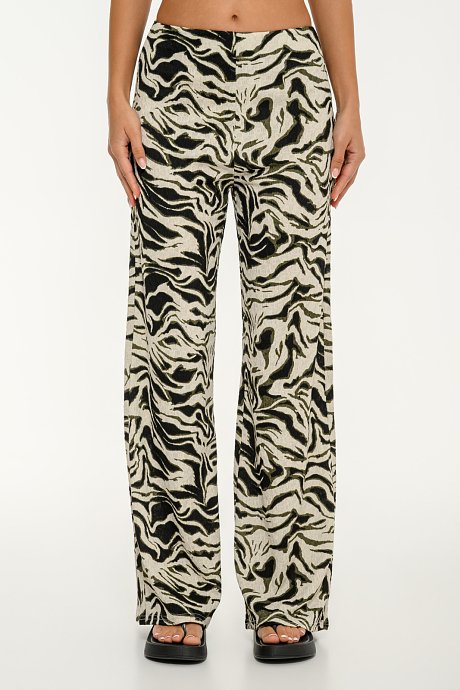 Wide leg trousers with zebra print