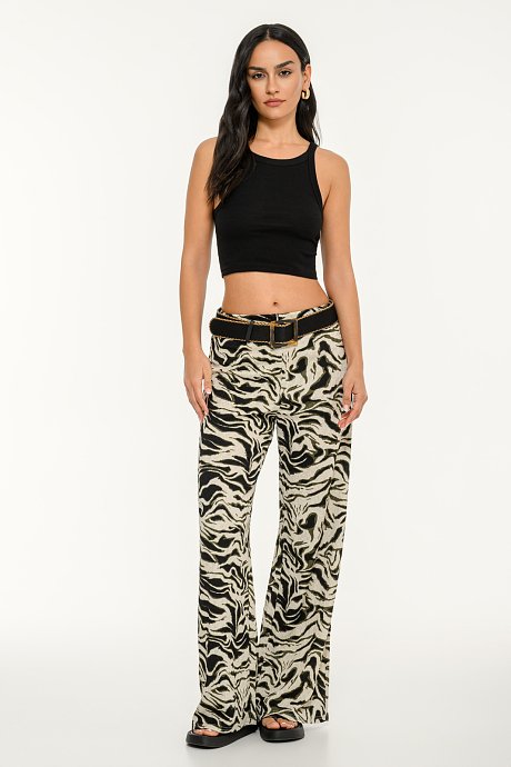 Wide leg trousers with zebra print