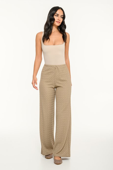 Wide leg trousers with elastic waistband