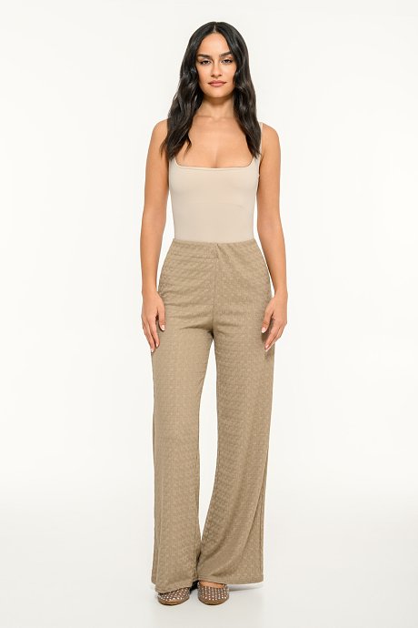 Wide leg trousers with elastic waistband