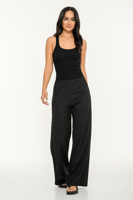 Wide leg trousers with elastic waistband