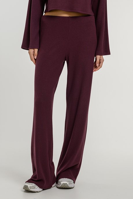 Wide leg ribbed trousers