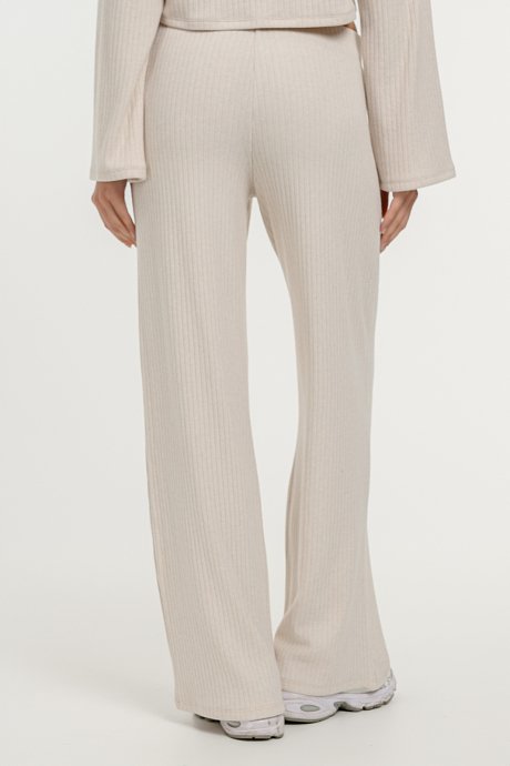 Wide leg ribbed trousers
