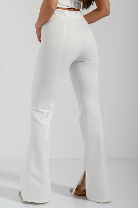 Flared trousers with elastic waistband