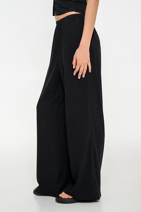 Wide leg γκοφρέ παντελόνα