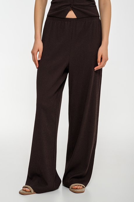 Wide leg γκοφρέ παντελόνα
