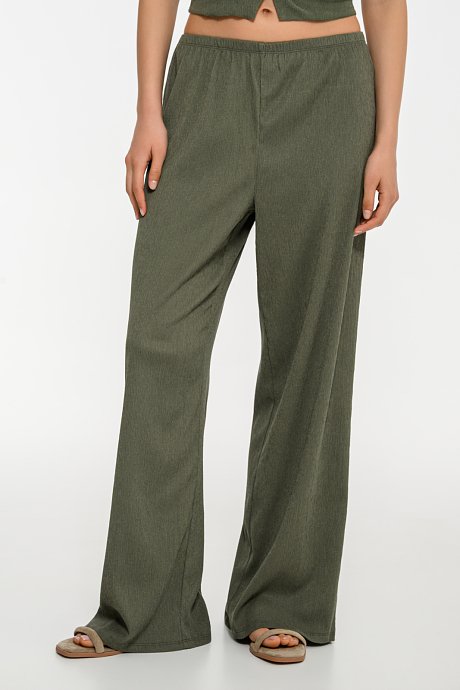 Wide leg γκοφρέ παντελόνα