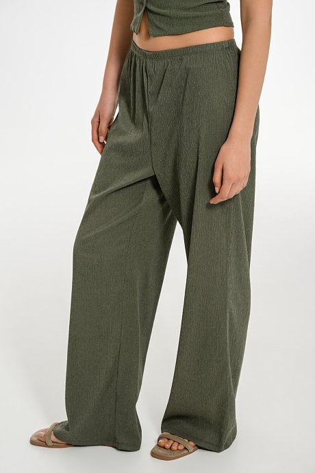 Wide leg γκοφρέ παντελόνα