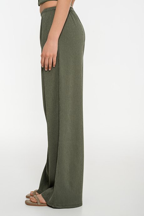 Wide leg γκοφρέ παντελόνα
