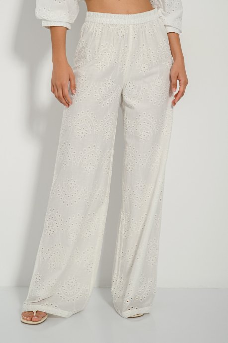 Broderie wide leg παντελόνι με διάτρητα σχέδια