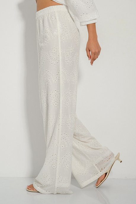 Broderie wide leg παντελόνι με διάτρητα σχέδια
