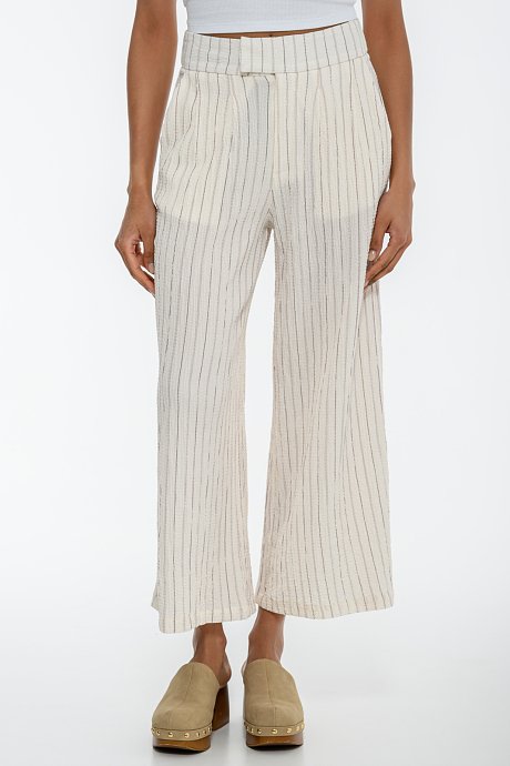Seersucker zip culottes with stripes