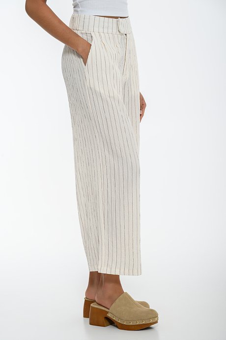 Seersucker zip culottes with stripes