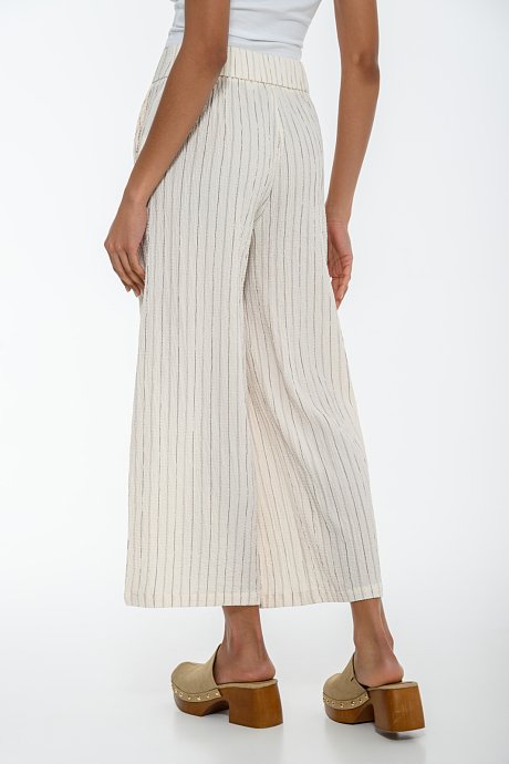 Seersucker zip culottes with stripes