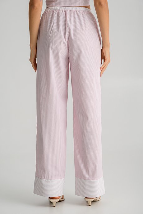 Striped wide leg poplin trousers