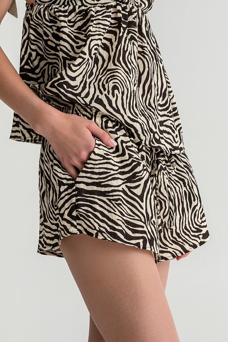 Μίνι ρουστίκ σορτς με λάστιχο και zebra print