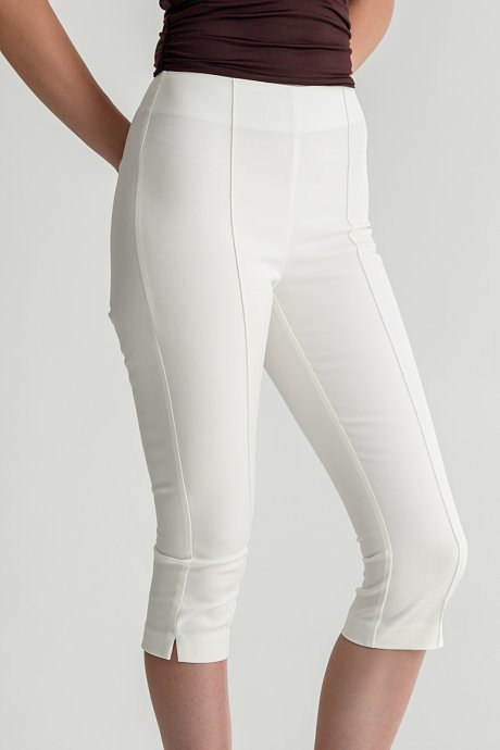 White capri pants with seam details