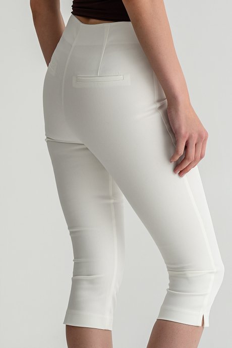 White capri pants with seam details
