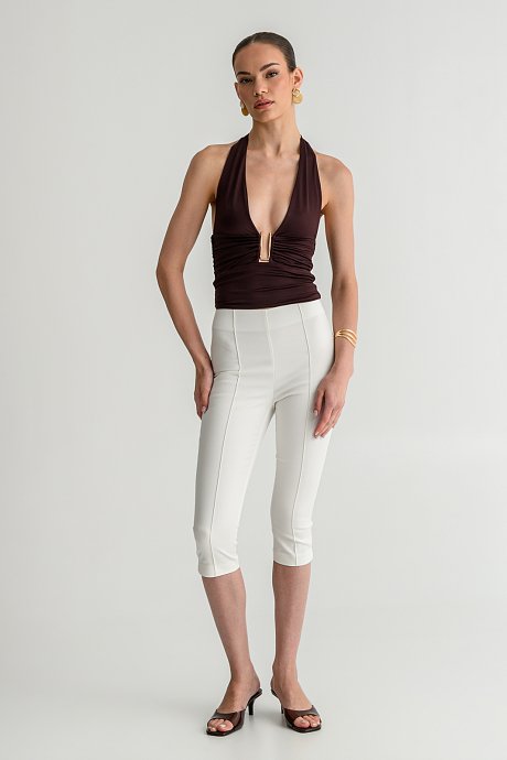 White capri pants with seam details