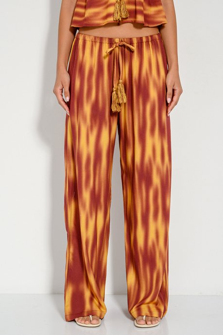 Wide leg παντελόνι με tie dye print