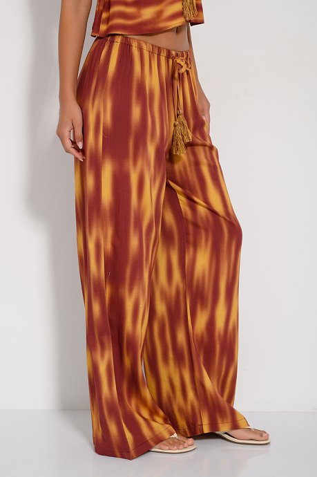 Wide leg παντελόνι με tie dye print