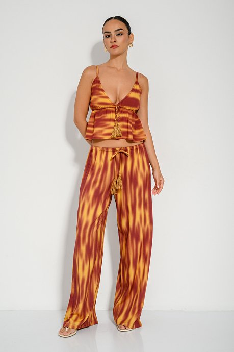 Wide leg παντελόνι με tie dye print