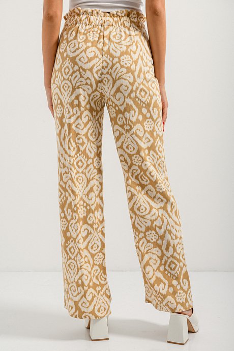 Wide leg linen trousers with print