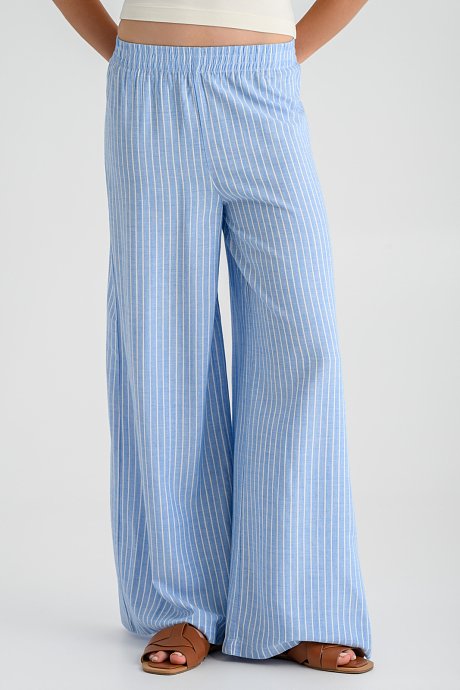 Wide leg παντελόνα με ρίγες και λάστιχο