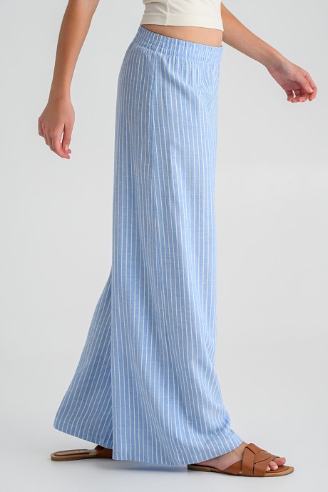 Wide leg παντελόνα με ρίγες και λάστιχο