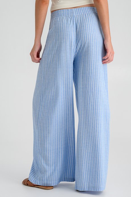Wide leg παντελόνα με ρίγες και λάστιχο