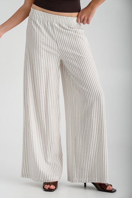 Wide leg παντελόνα με ρίγες και λάστιχο