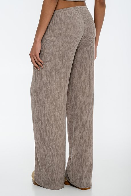 Wide leg γκοφρέ παντελόνα με λάστιχο