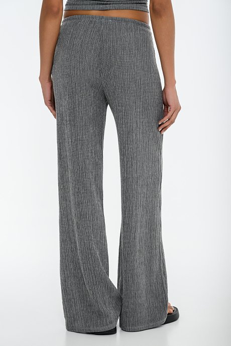 Wide leg γκοφρέ παντελόνα με λάστιχο