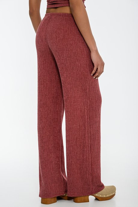 Wide leg γκοφρέ παντελόνα με λάστιχο