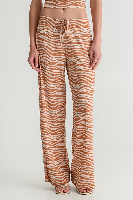 Wide leg trousers with zebra print