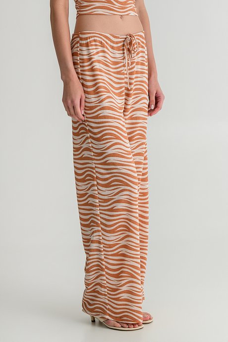 Wide leg trousers with zebra print