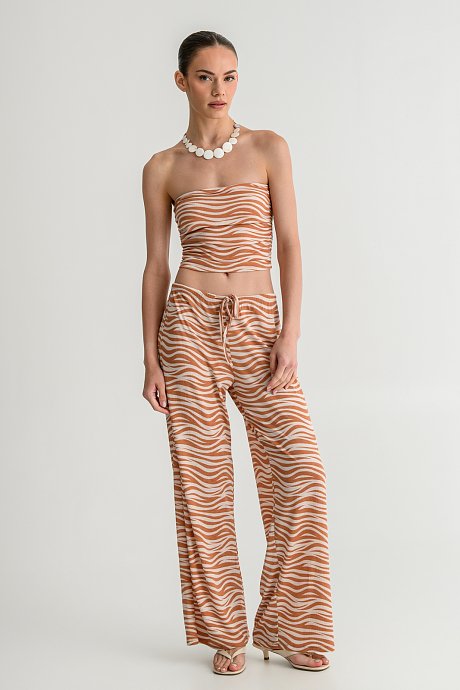 Wide leg trousers with zebra print