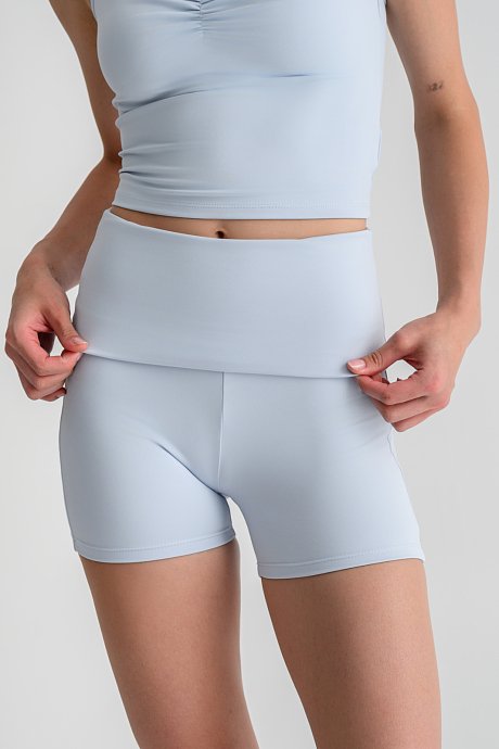 Sports shorts with fold-over waist