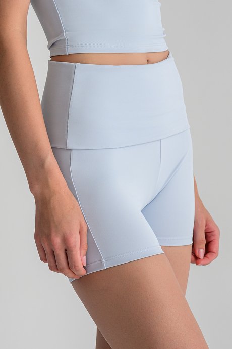 Sports shorts with fold-over waist