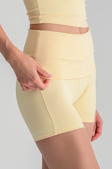 Sports shorts with fold-over waist
