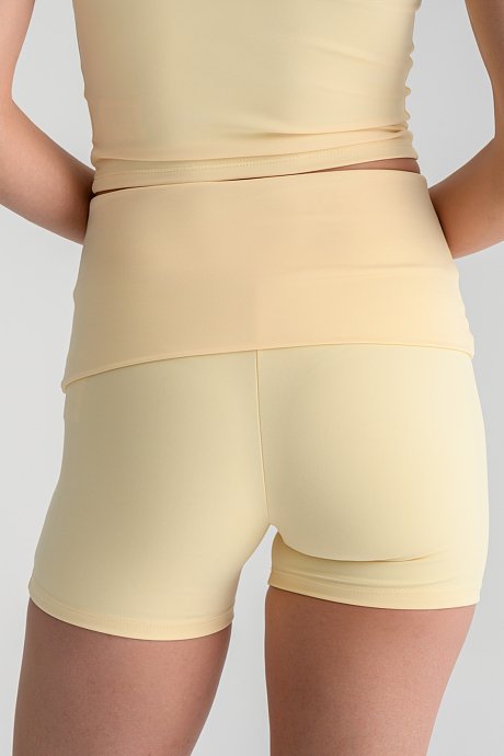 Sports shorts with fold-over waist