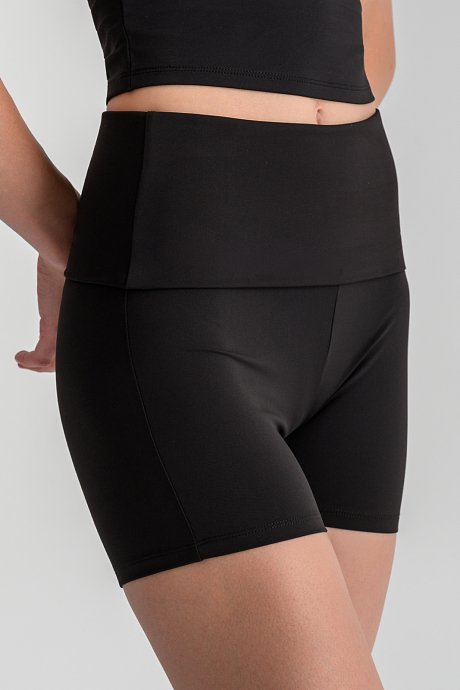 Sports shorts with fold-over waist