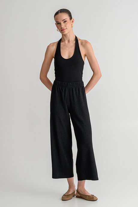 Seersucker culotte trousers