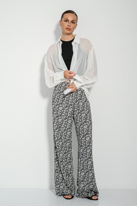 Wide leg φλοράλ παντελόνα