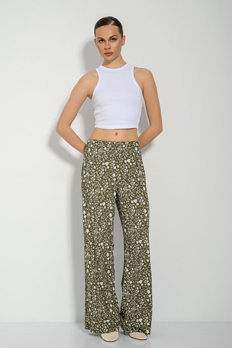 Wide leg φλοράλ παντελόνα