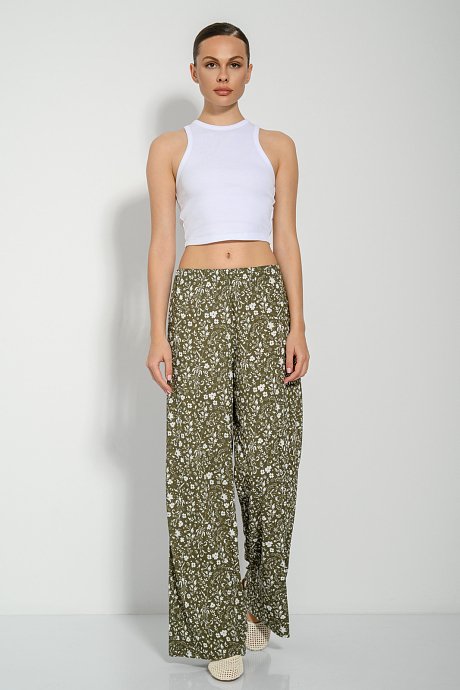 Wide leg φλοράλ παντελόνα
