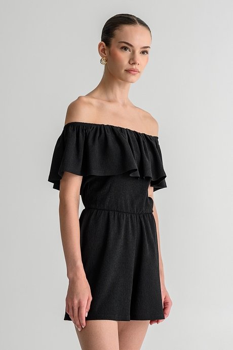 Strapless γκοφρέ ολόσωμη φόρμα σορτς