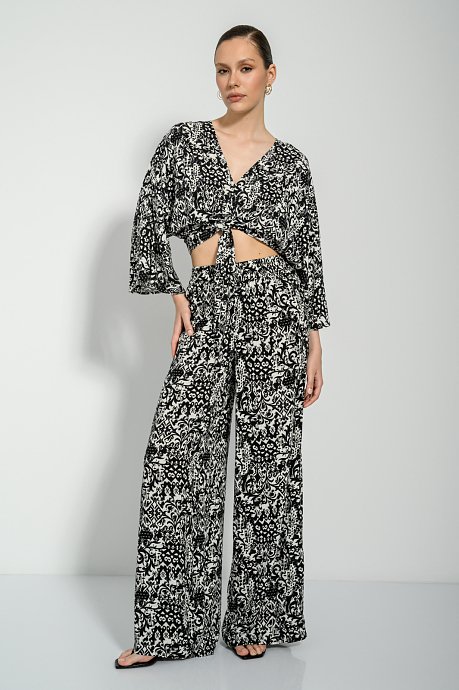 Wide leg παντελόνα με print